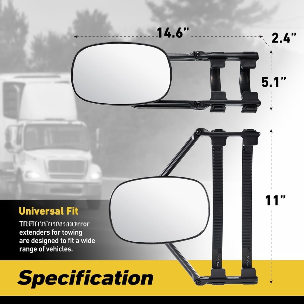 Extended Towing Mirror, Side Mirror Extension Kit, Towing Mirror Extension Bar