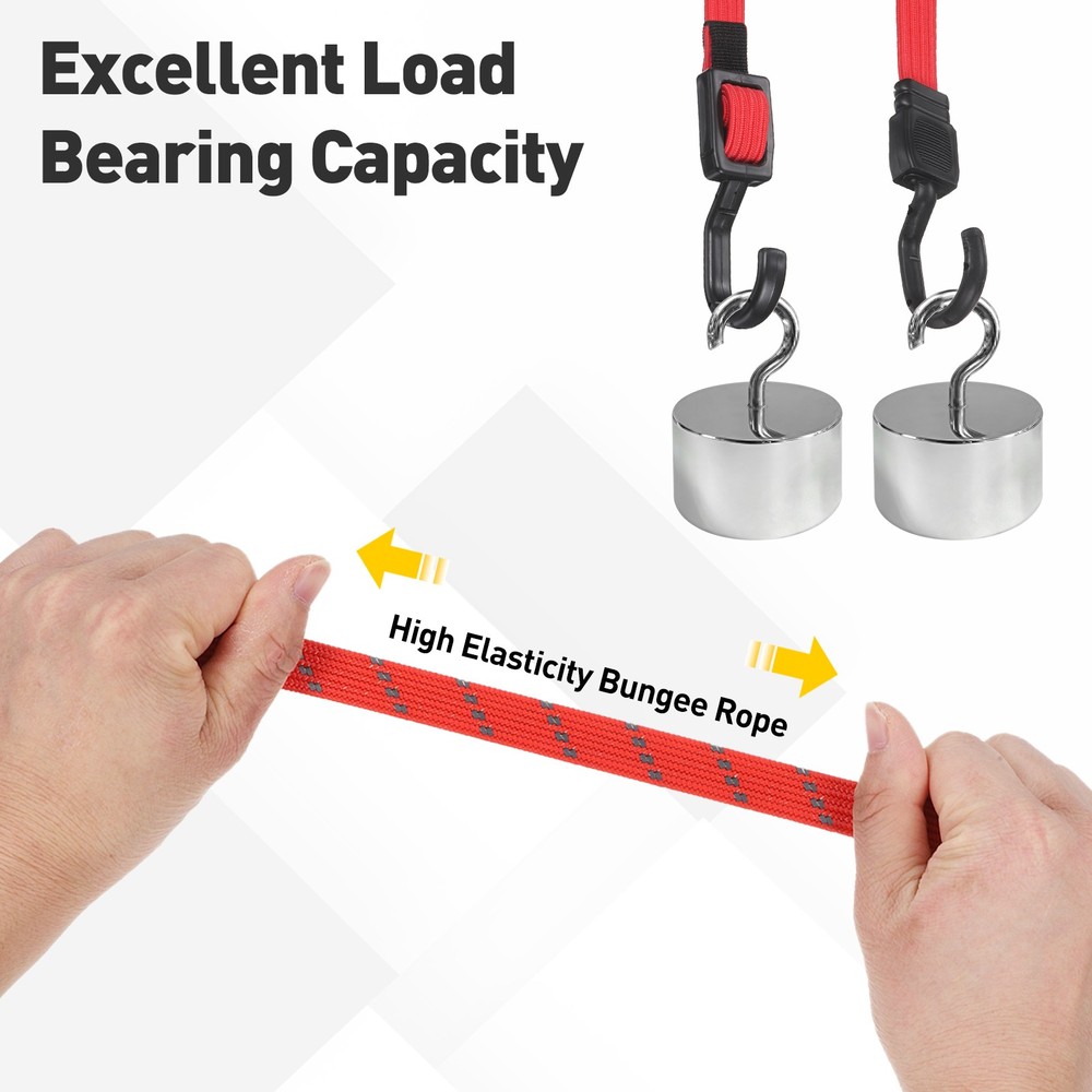 2pcs Adjustable Bungee Cords with Hook 24" Elastic Bungee Strap, Red