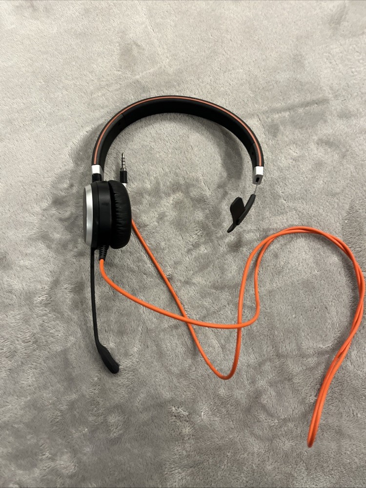 Jabra headset with mic Orange Cord Computer Controller Telephone Mute Single