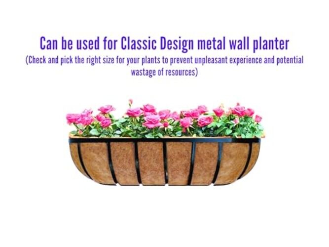 24 inch 2 Pack Half Rounded Rectangular Coco Liner for Window 24" (61cm) x 2