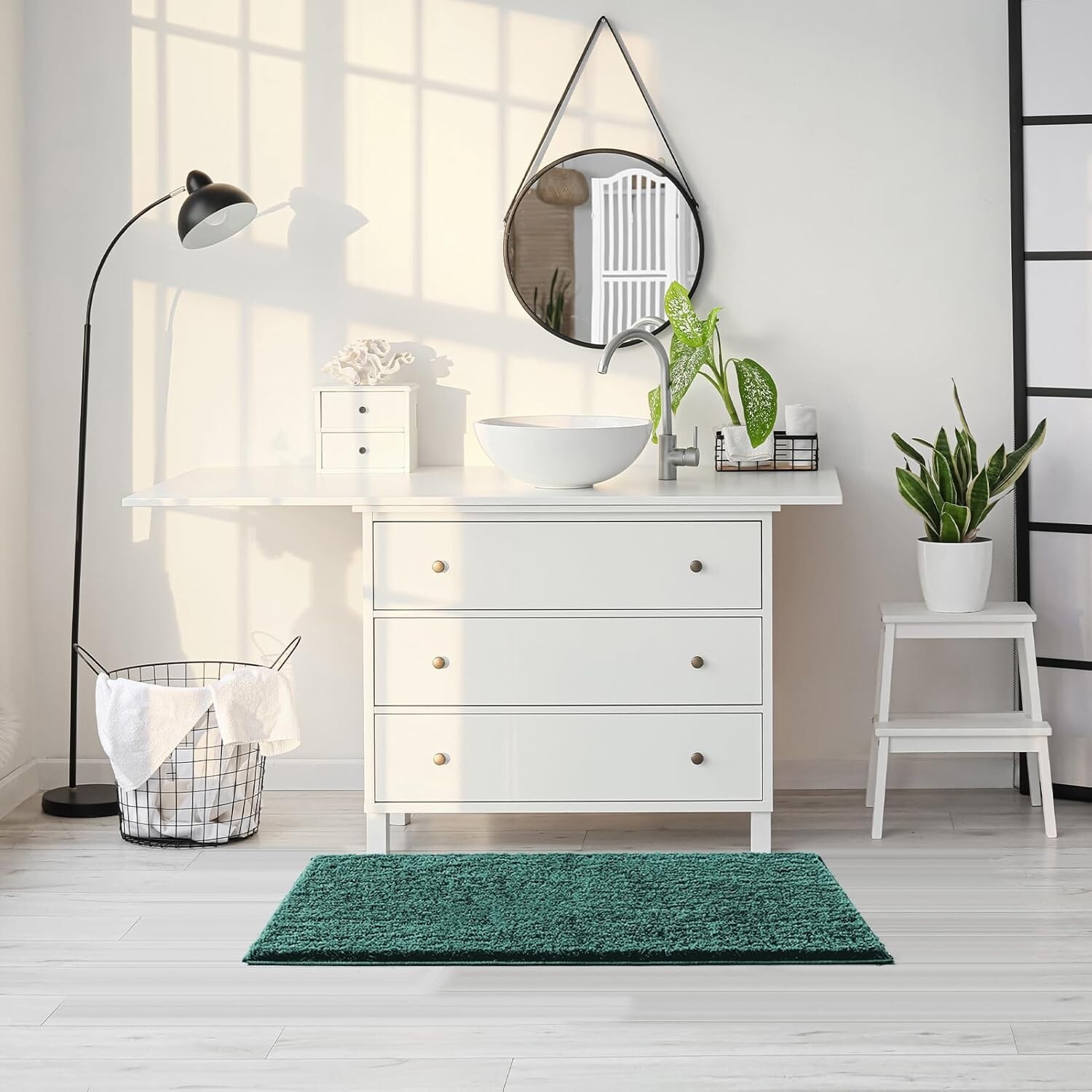 CozeCube Green Bathroom Rugs 47" x 24", Christmas Bath mats for Bathroom Non