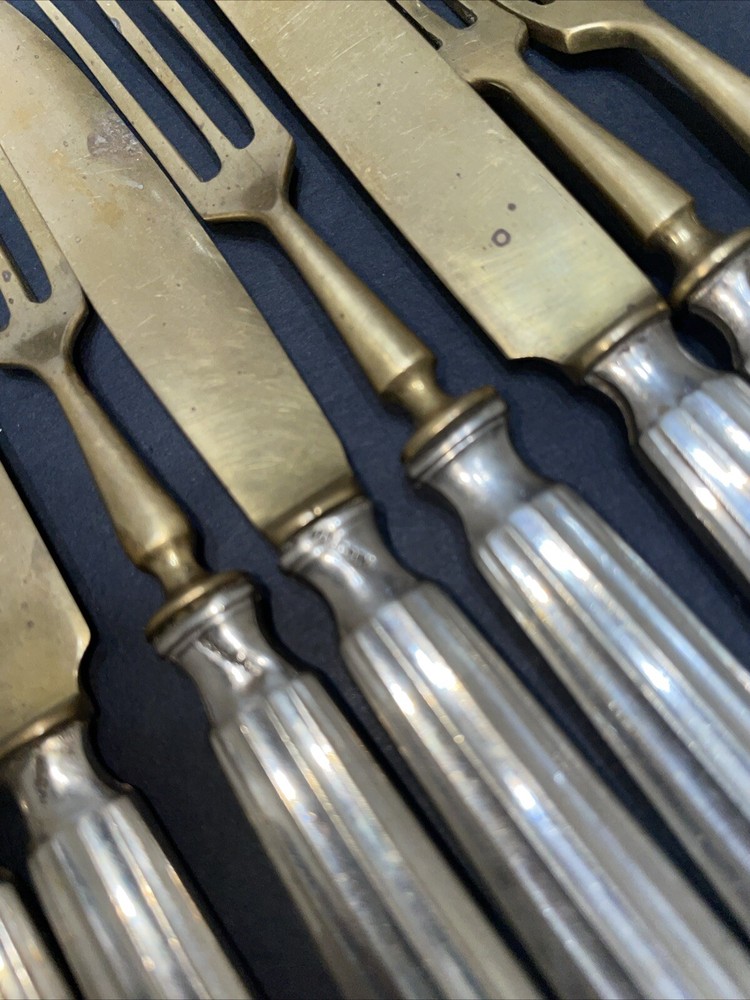 Vintage Vulcain Flatware Silver And Brass