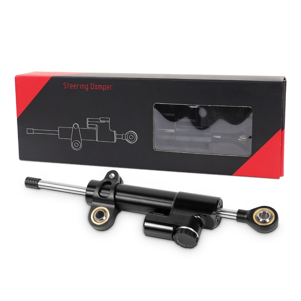 Motorcycle Adjustable Full Black Stabilizer Steering Damper For Suzuki Kawasaki