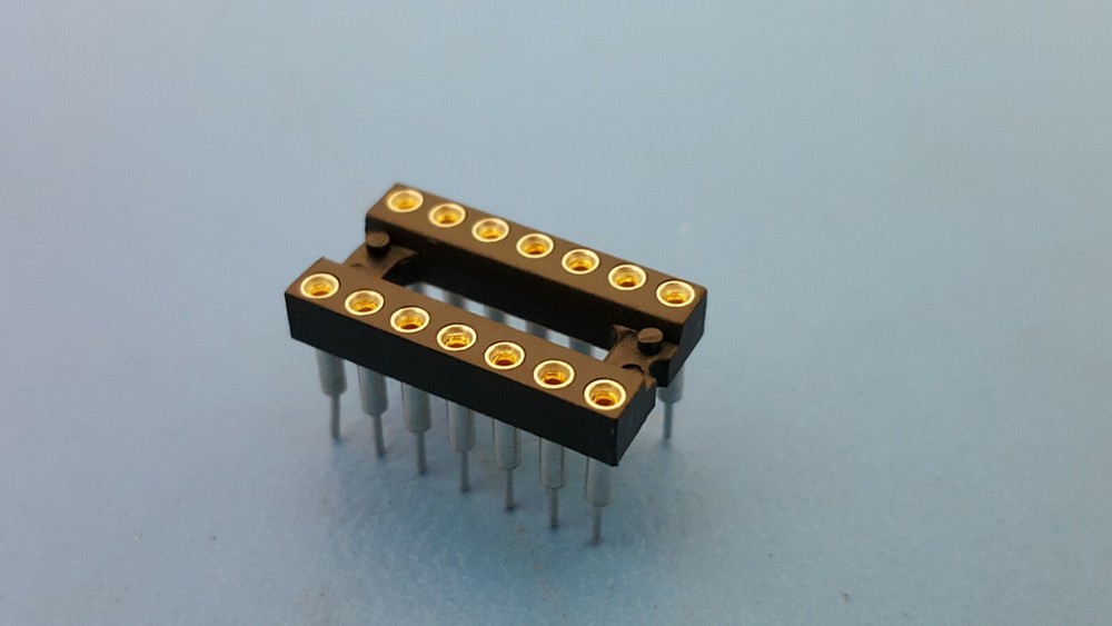 IC SOCKET, 14 PIN DIP SOCKET, Screw Machine, Gold Pin RN, ICE-143-E275-TG,  2Pcs