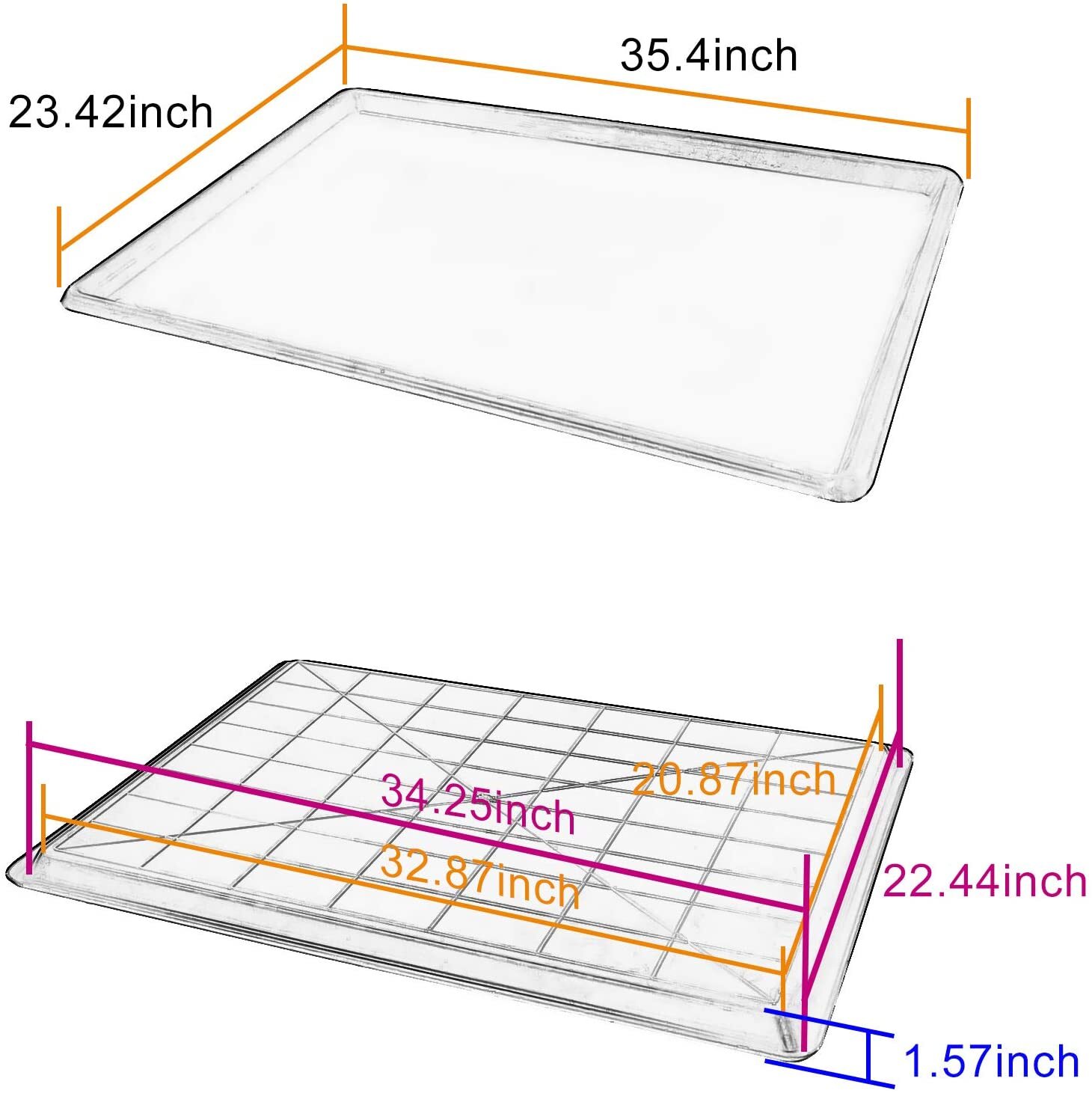 1pc Replacement Tray for Dog Crate Pans Plastic Bottom 35.4 X 23.4 inch