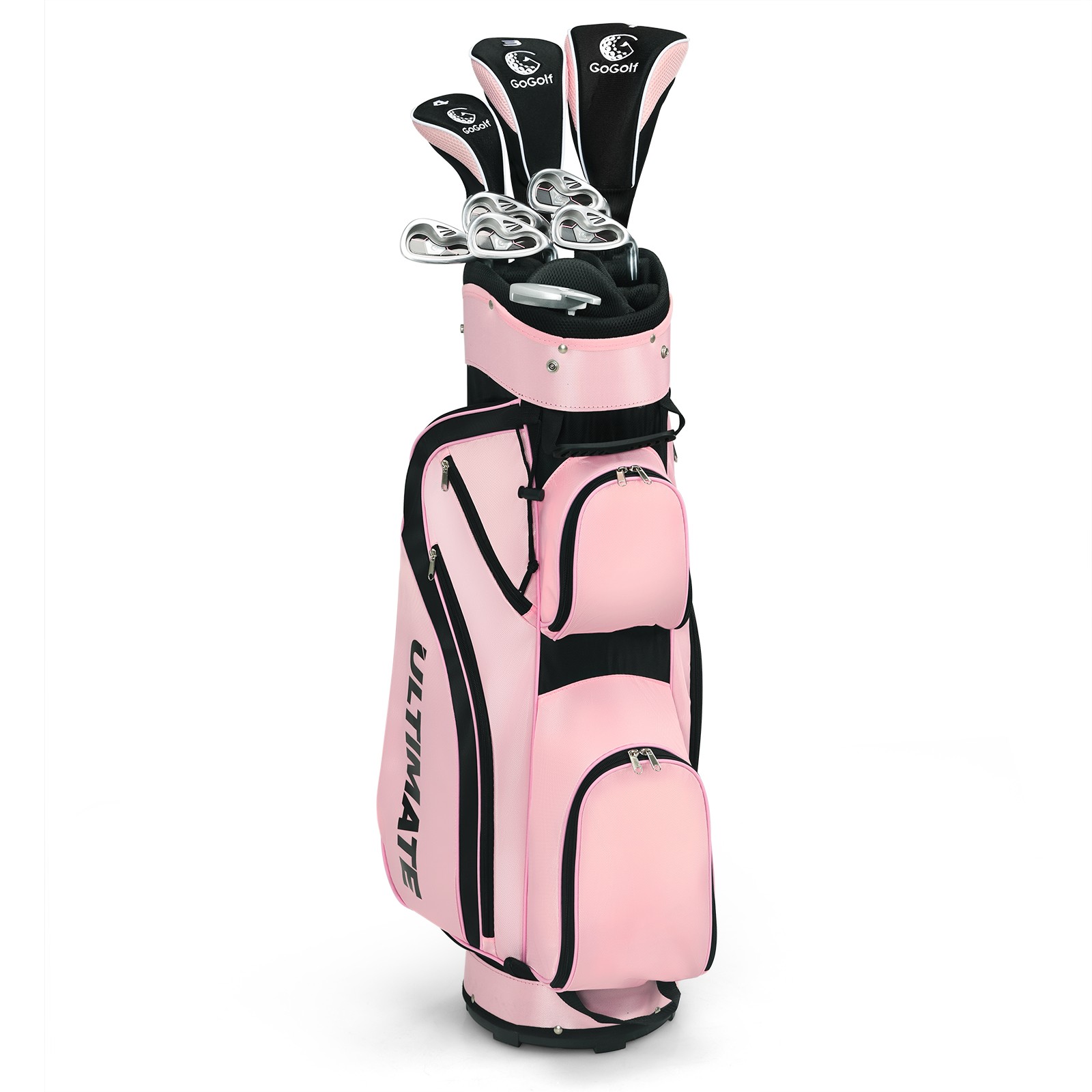 Ladies Womens Complete Golf Clubs Set 10 Pieces Includes Alloy Driver Pink