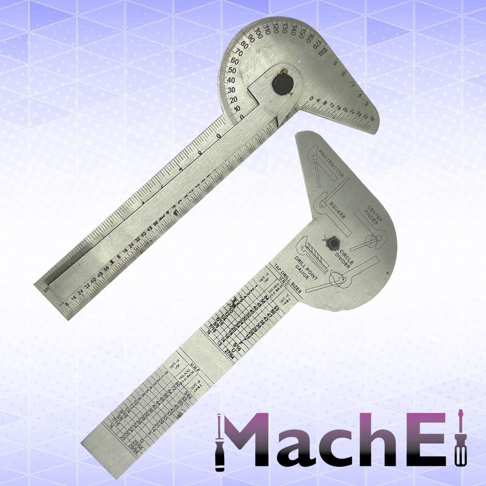 Multi-Purpose Protractor Square Rule Centre Finder Divider Drill Point Gauge ...