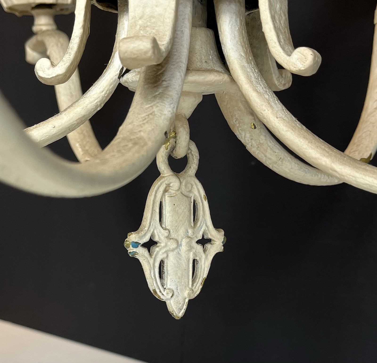 Antique Victorian Gothic Brass Chandelier, 5 Lights, Painted Needs REWIRED