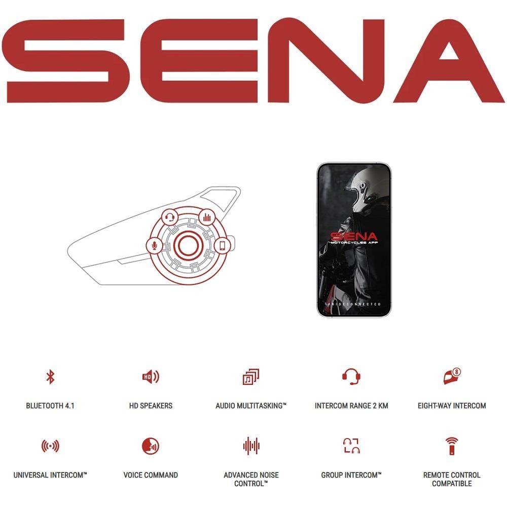 Sena 20S Evo Motorcycle Bluetooth Communication System Helmet 8-Way Intercom Kit