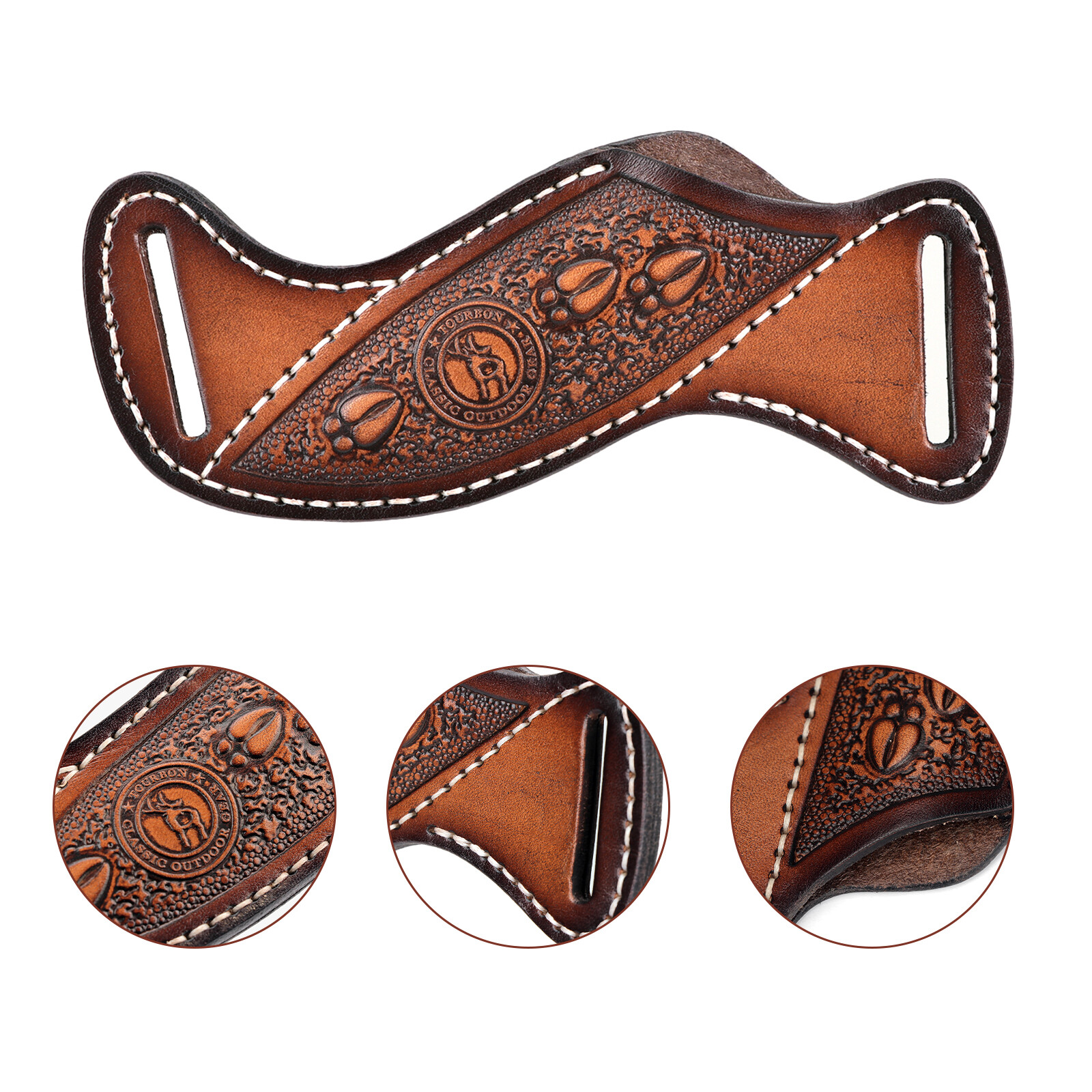 TOURBON Leather Fixed Blade Knife Sheath Slanted Pancake Belt Holster Hunting US