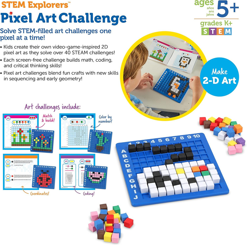 STEM Explorers Pixel Art Challenge - Math Puzzles, Pattern Blocks, Creativity...