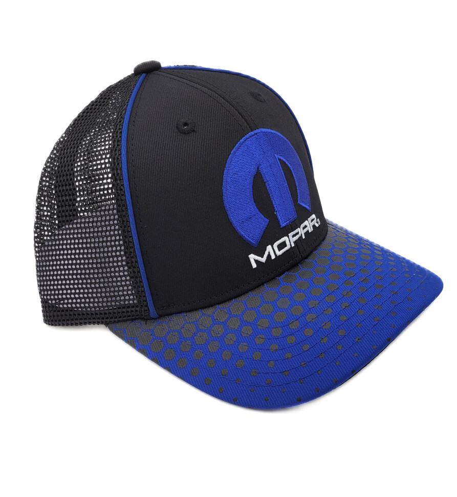 Mopar "M" Script Logo Mesh Trucker Hat Cap w/ Hexagon Pattern Bill