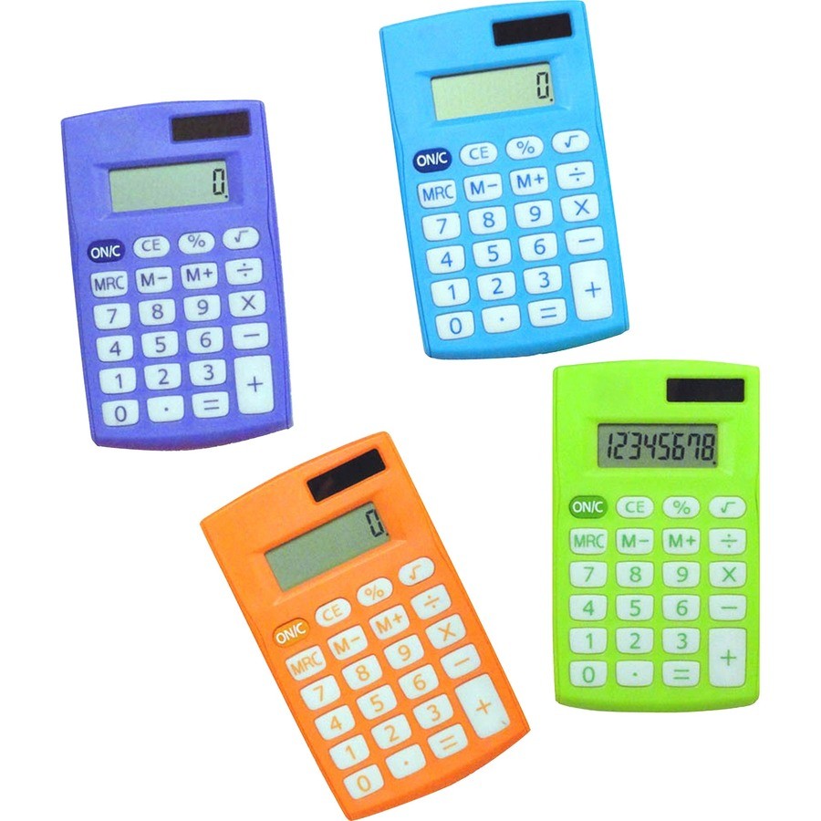 Charles Leonard 39100ST 8-Digit Hand Held Calculator Assorted