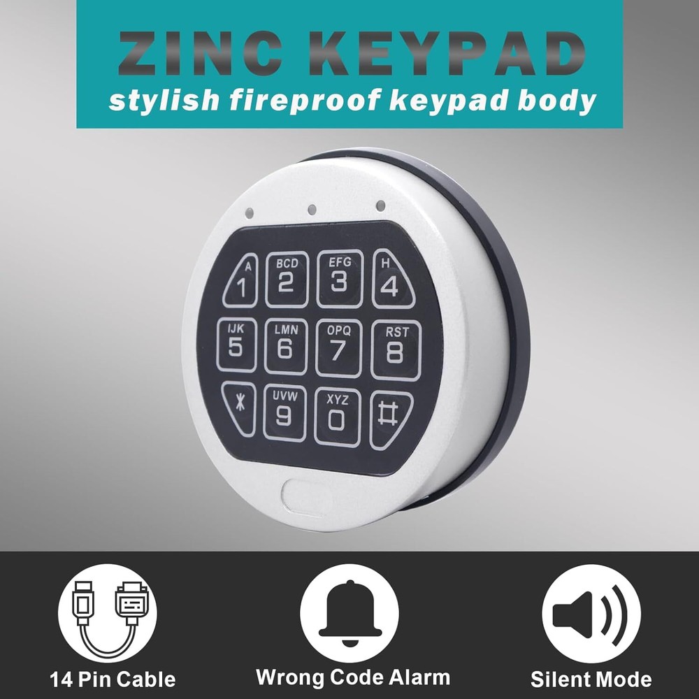 Gun Safe Lock Replacement Chrome Keypad Electronic Safe Lock with Swing Bolt