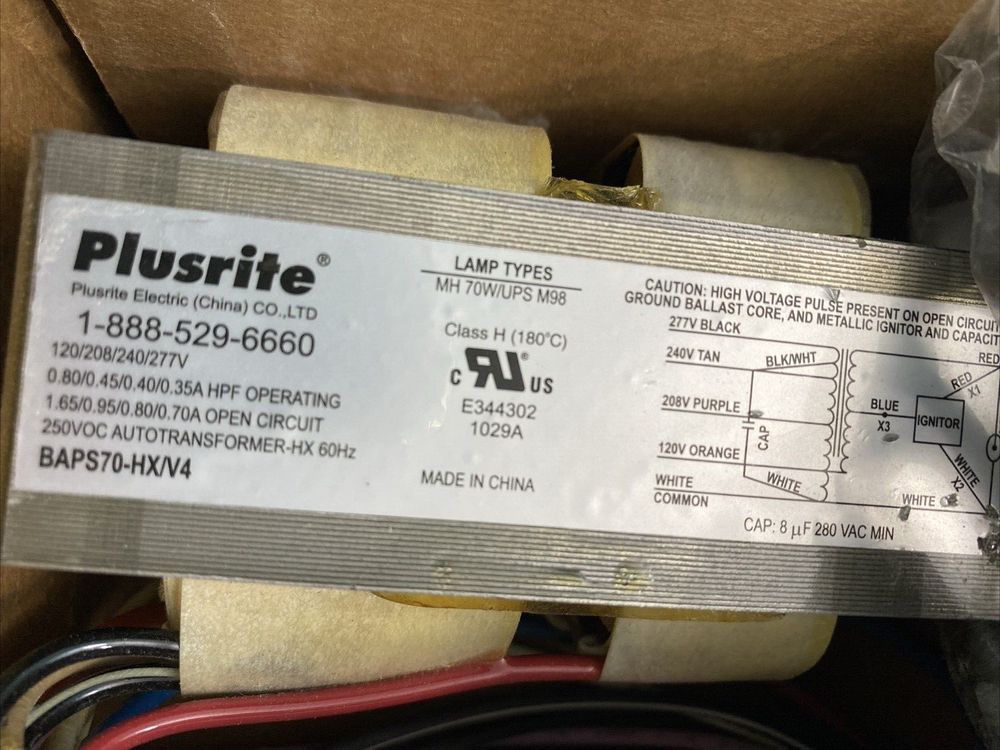Plusrite BAPS70-HX/V4 Core and Coil Pulse Start Metal Halide Ballast