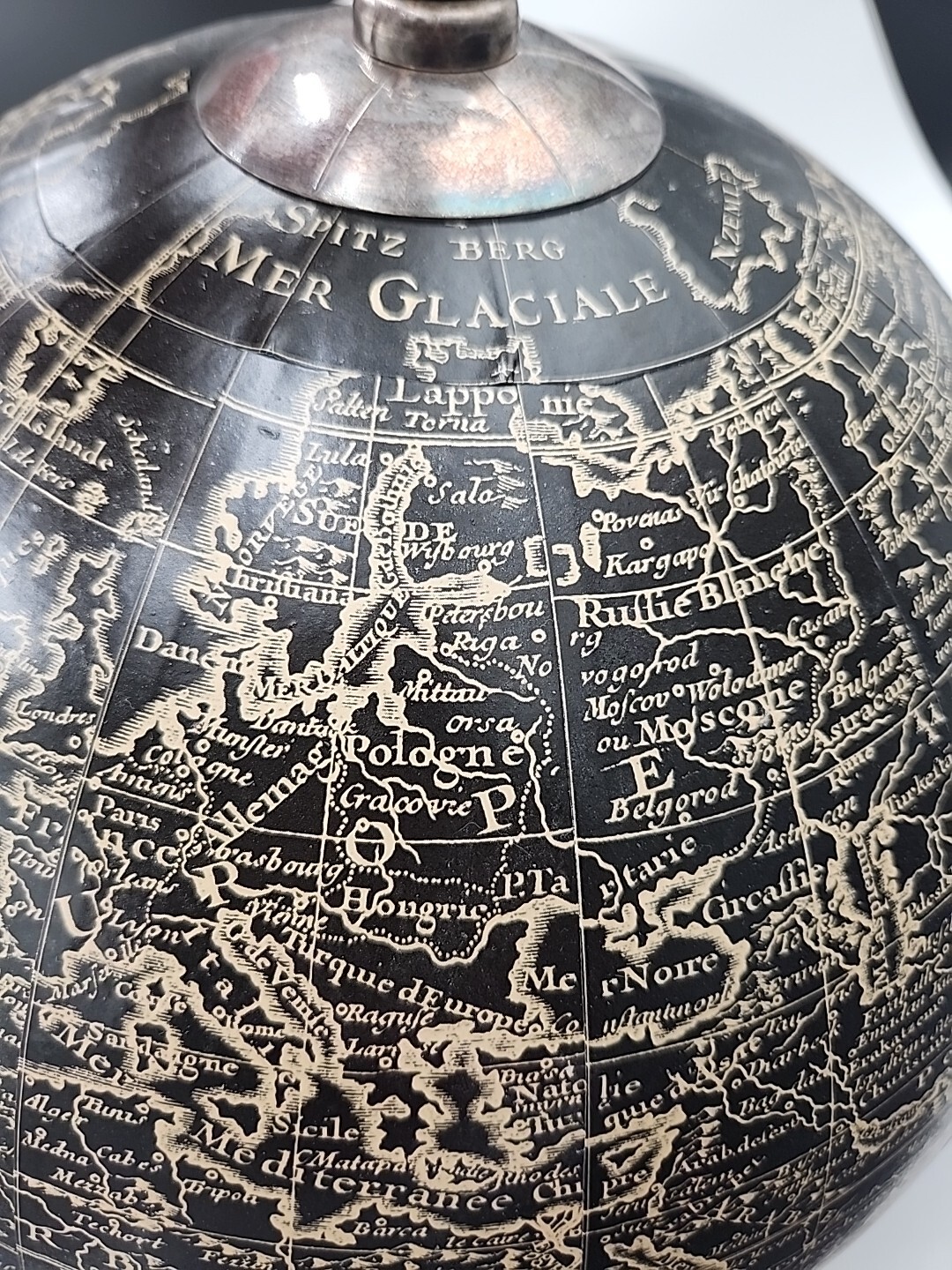 Black Vaugondy 1745 World Globe 13" Reproduction Decor Hanging Globe