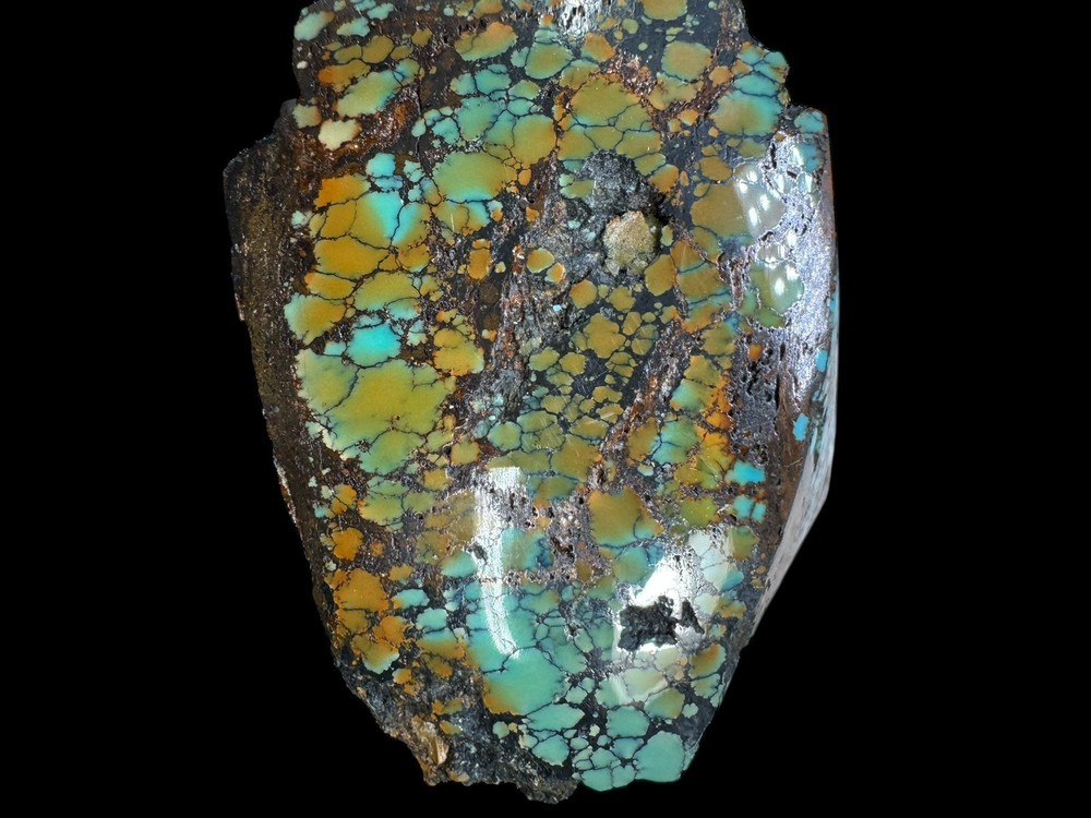 Hubei turquoise stabilized great multi color polychrome solid spiderweb nugget