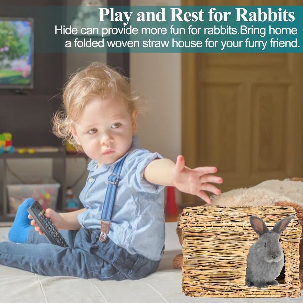 HERCOCCI Extra Large Grass House for Rabbit, Foldable Comfortable - Small An...