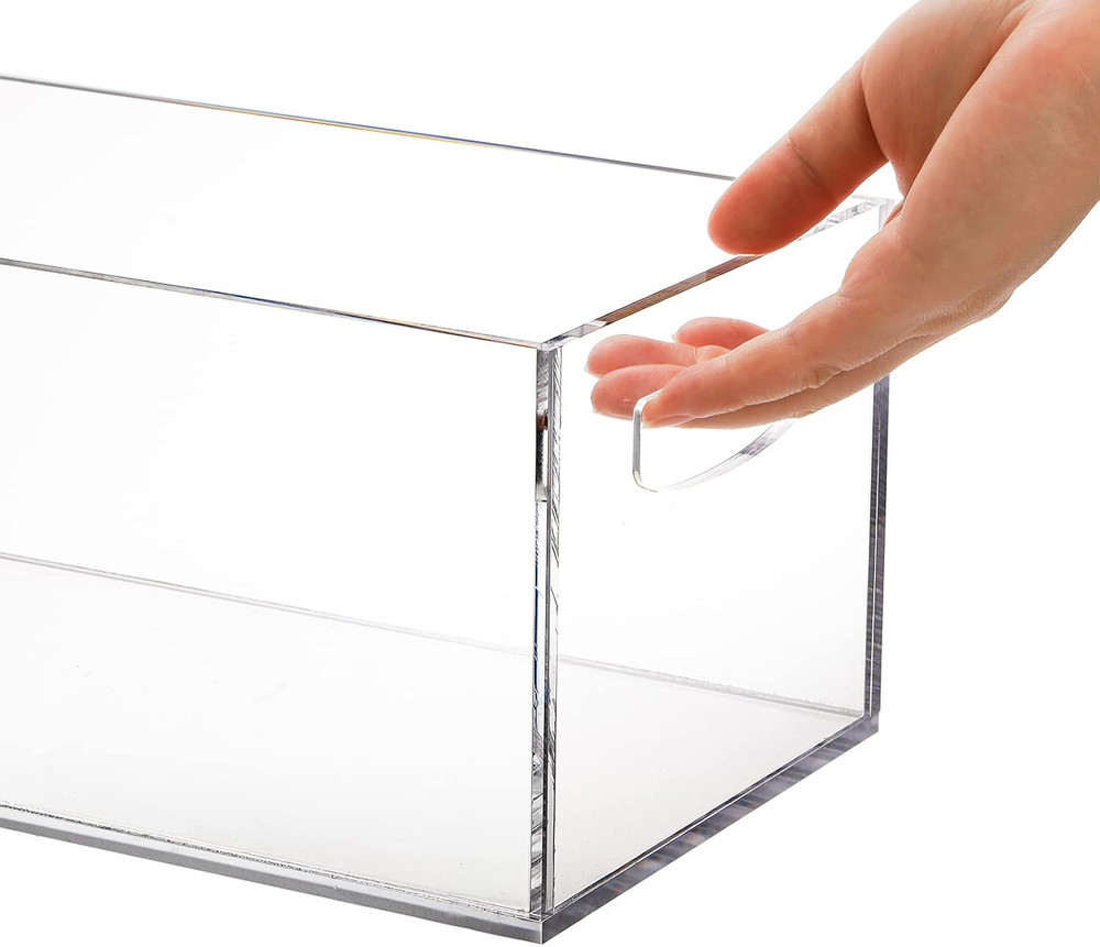 2 Pack Acrylic DVD/CD Storage Box, Clear DVD Holder Case with Handles, Stackable