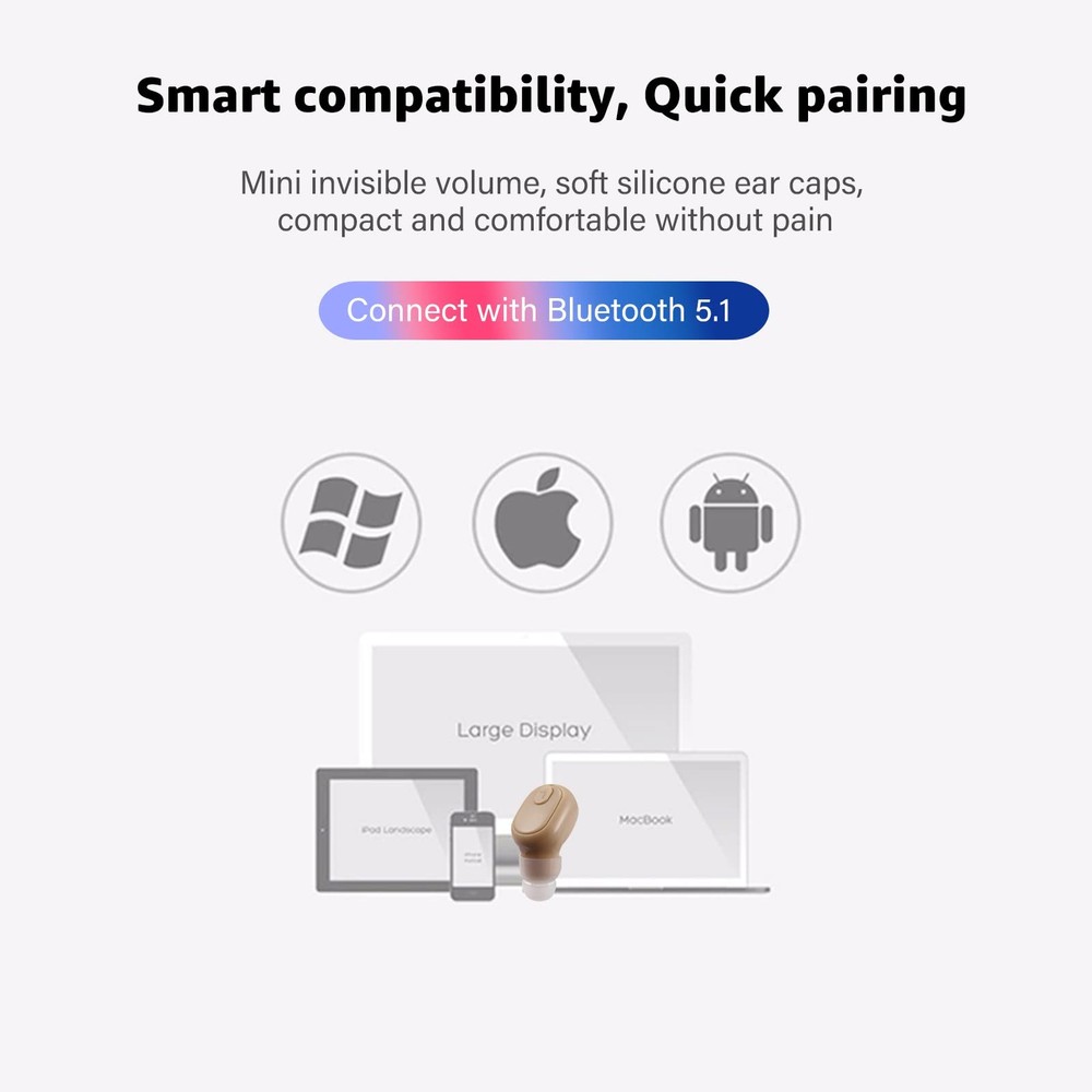 Single Bluetooth Wireless Earbud, Mini Invisible in-Ear Wireless Bluetooth He...