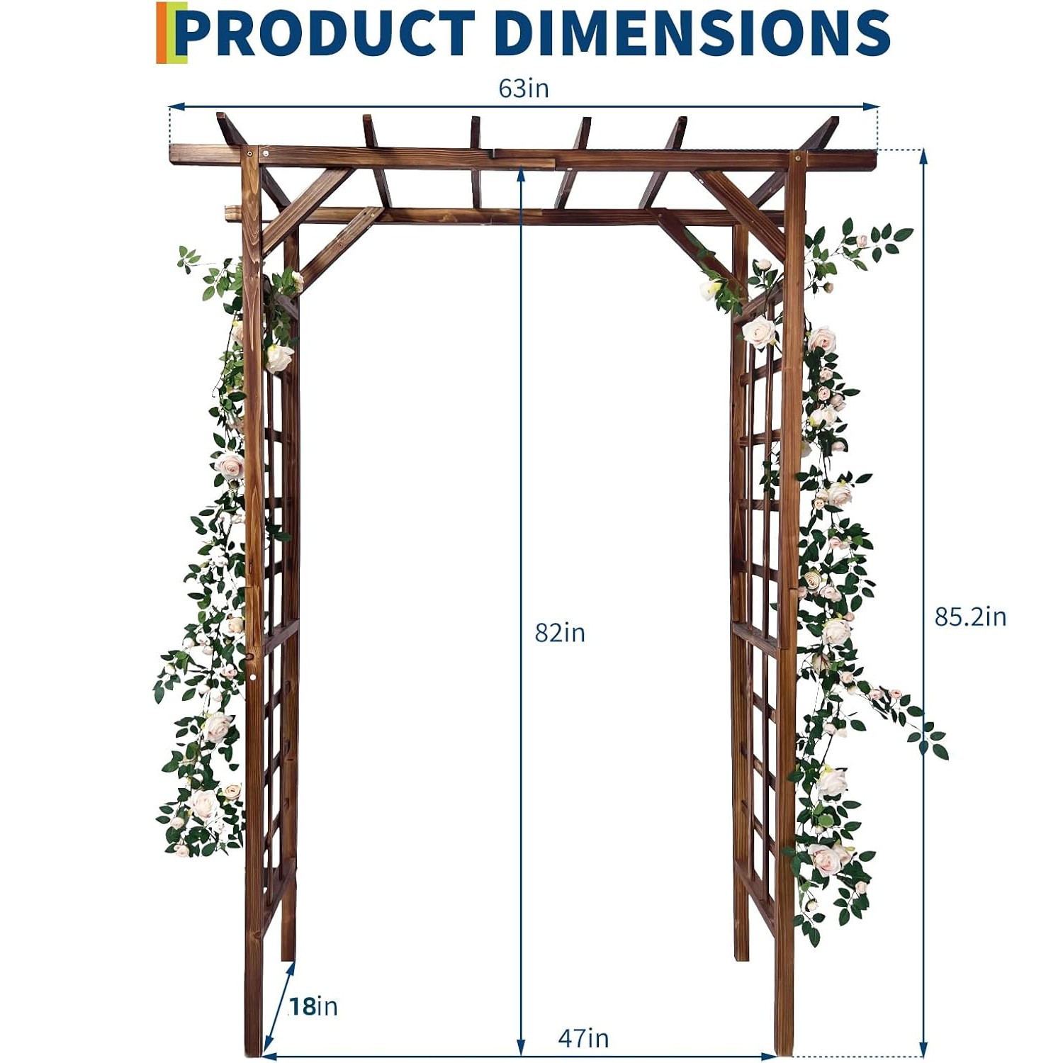 7FT Garden Arbor Flat Top Wooden Wedding Arches with Trellis for Climbing Plants