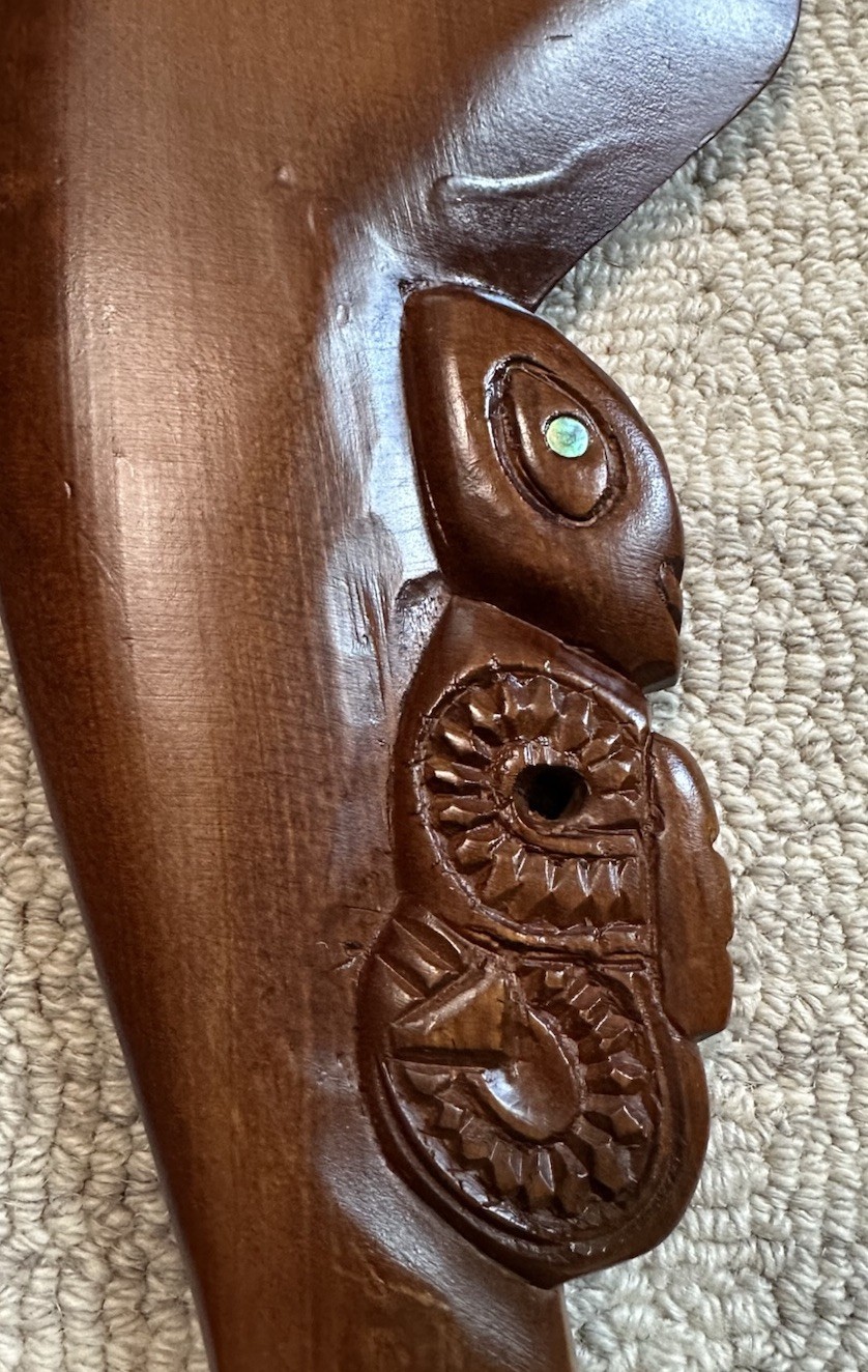 Wahaika Maori Patu New Zealand 15.5” & 27.75” Hand Carved Abalone Inlaid Weapons