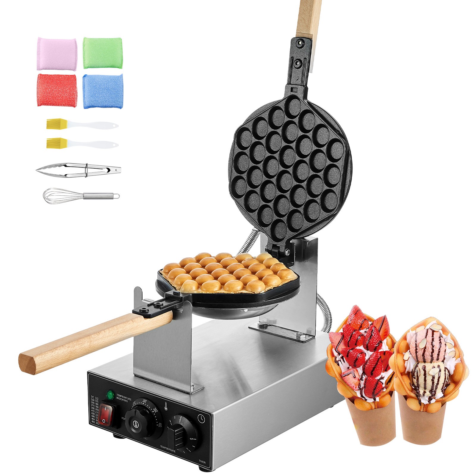 Uimoso Commercial Bubble Waffle Maker Egg Pancake Baker Machine 1400W Non-Stick