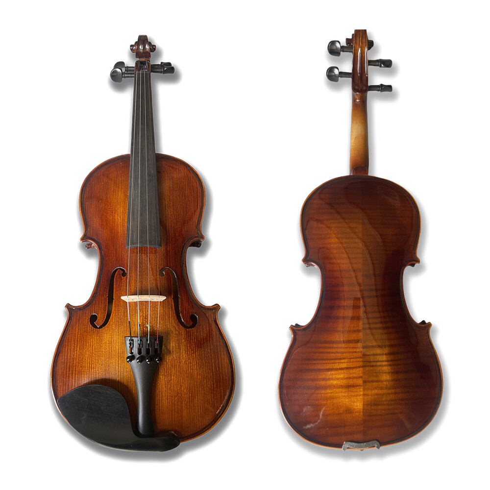 Portable 4 String Violin Kit 4/4 Full Size Solid wood Tiger Pattern With Case