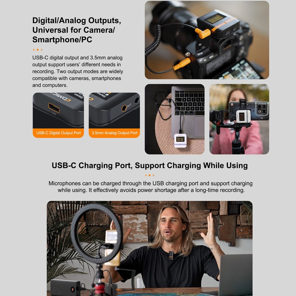 Comica Vimo Q Four-Channel Wireless Lavalier Microphone System w/ Charging Case
