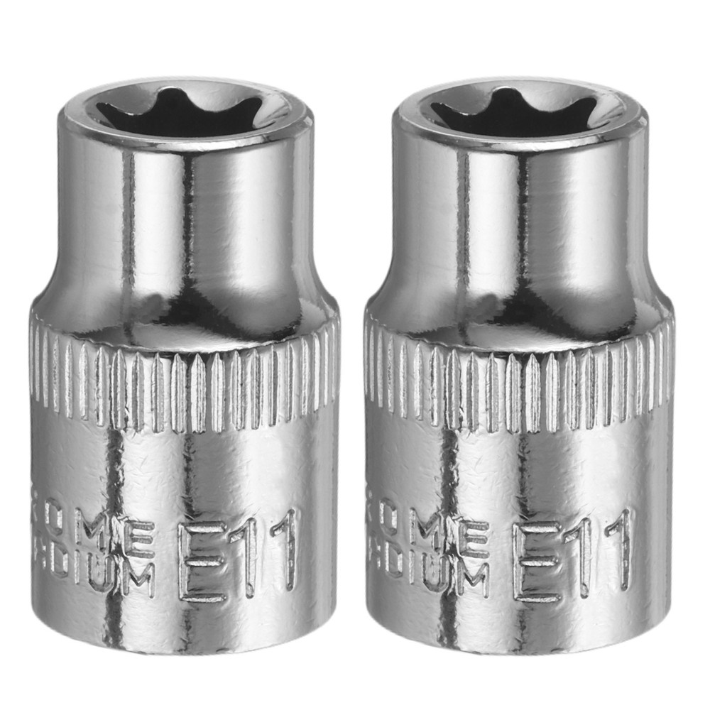 2pcs E-Torx Socket 3/8" Drive E11 External Torx Deep Socket 1.2" Star Sockets
