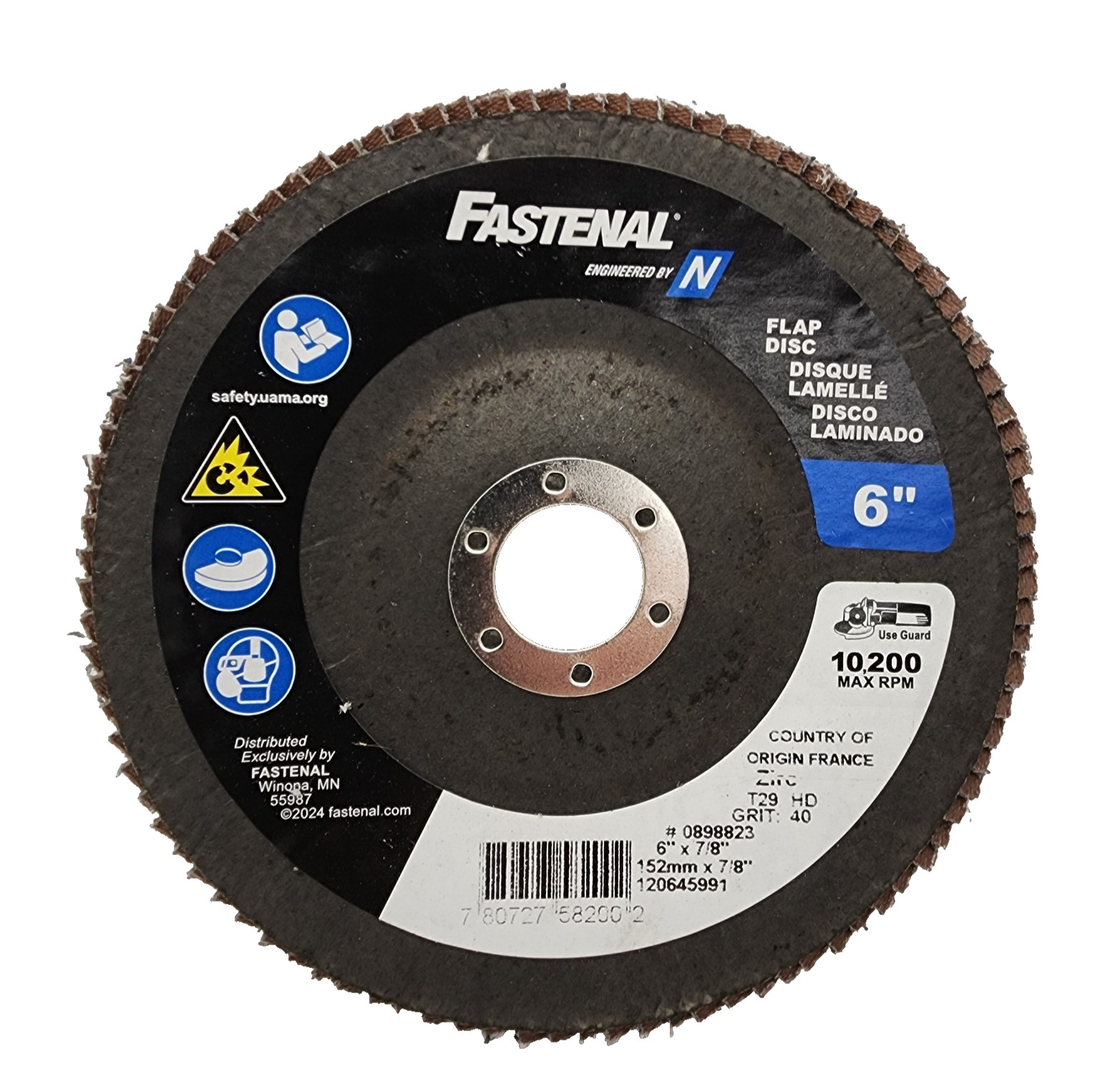 10x NORTON FASTENAL 6" Dia x 7/8" 40 Grit Extra Coarse Zirconia Flap Disc