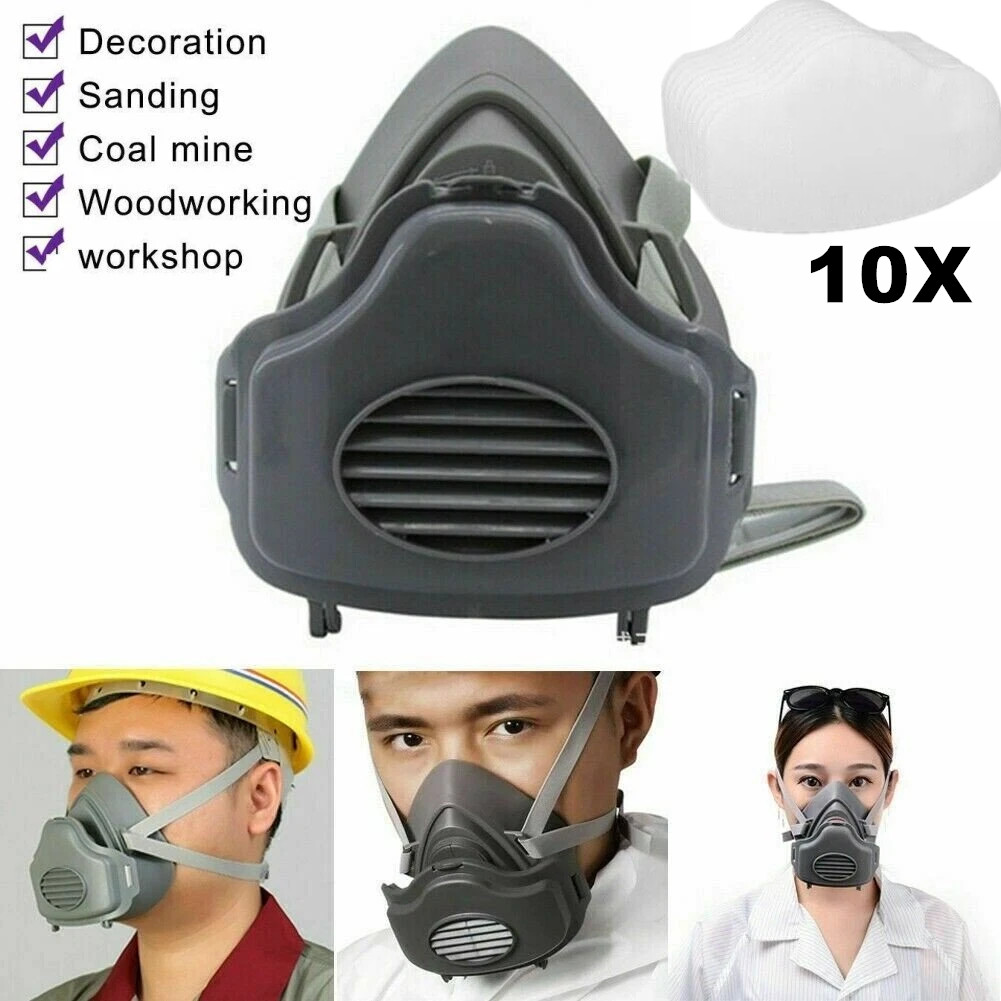 Half Face Shield Respirator Dust Mask for Painting Sanding Woodworking Facepiece
