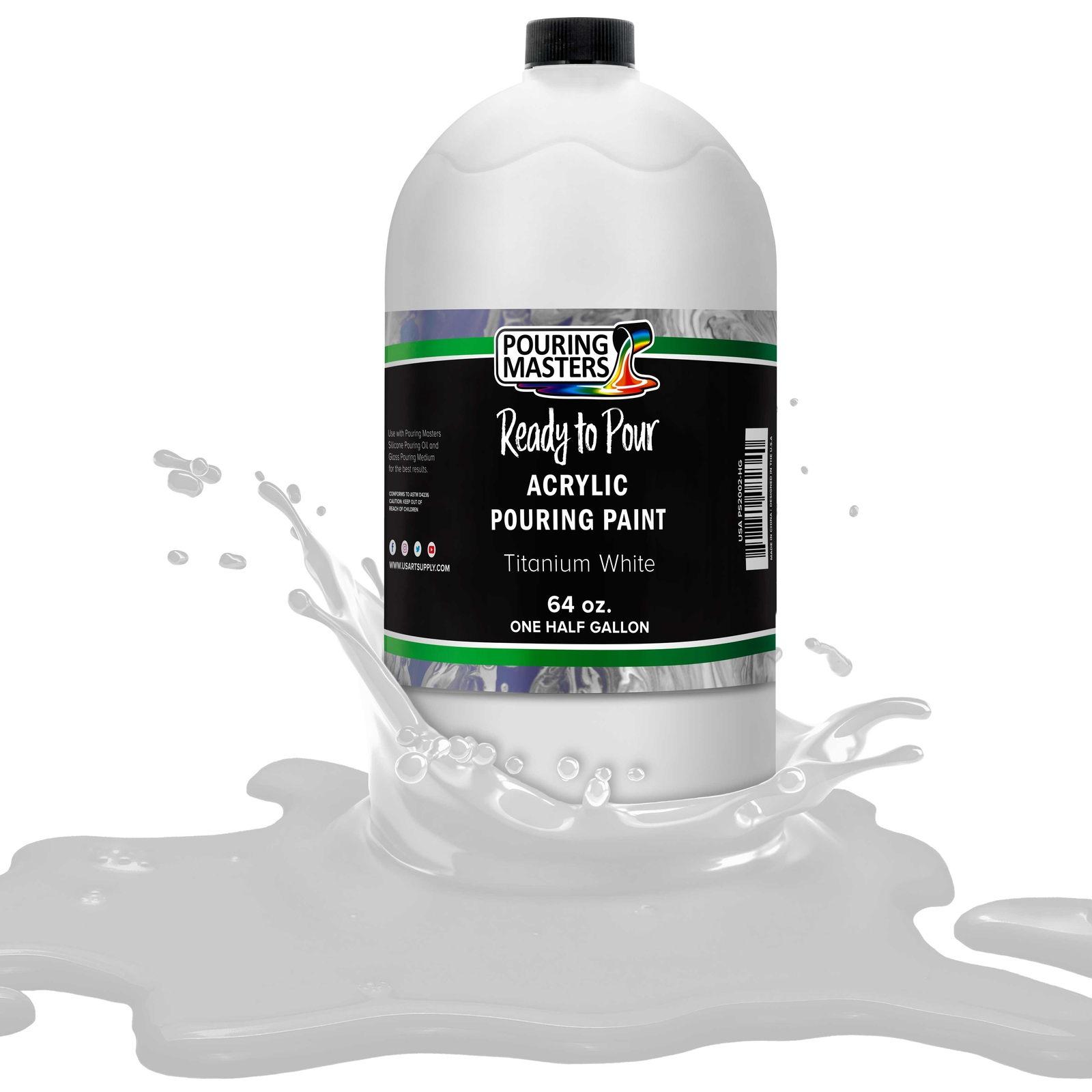 Pouring Masters Titanium White 64-Ounce Bottle Water-Based Acrylic Pouring Paint
