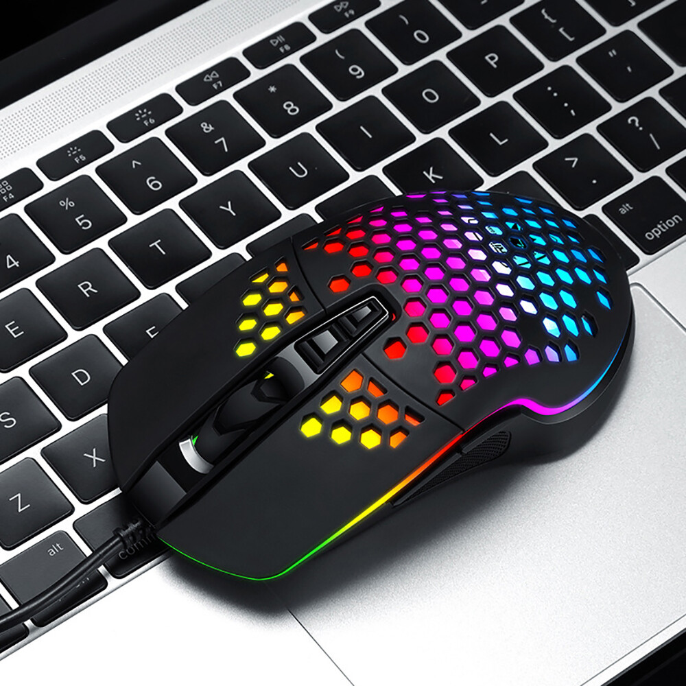 RGB Gaming Mouse 7 Button 6400DPI Flowing Backlit Light Wired PC Laptop Computer