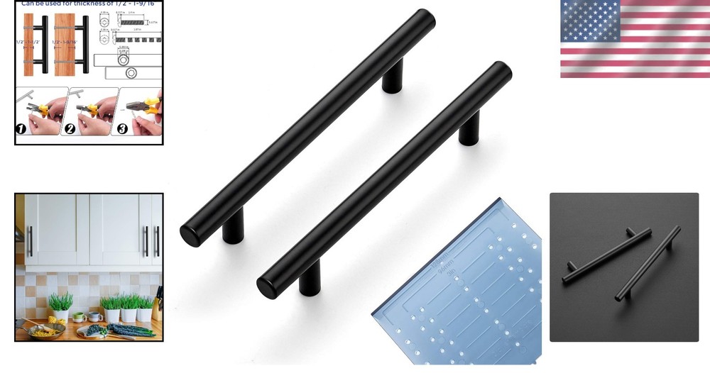 30 Pack Matte Black Cabinet Pulls - 7.38" Length