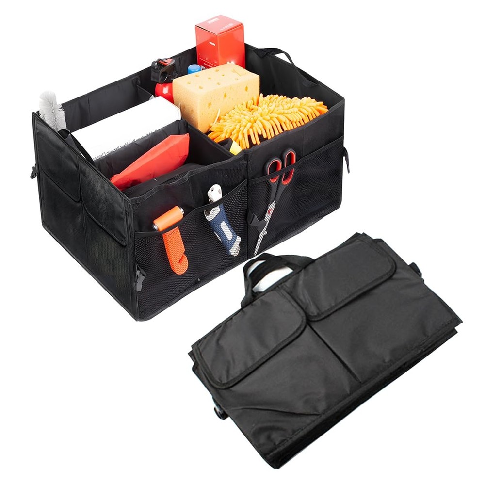 Mandark Car Trunk Organizer, Collapsible Multi Compartment Vehicle Black