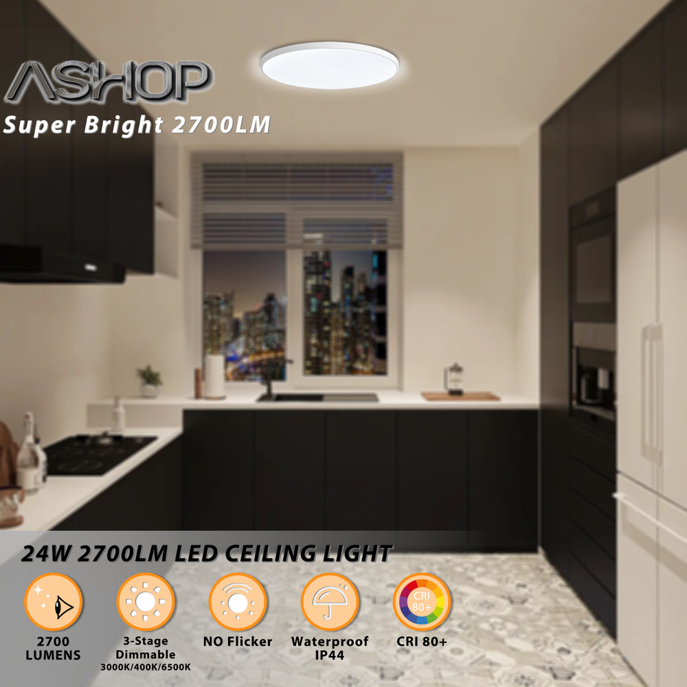 Flush Mount LED Ceiling Light 12 Inch, Ultra Thin 1.97" Low Profile Round