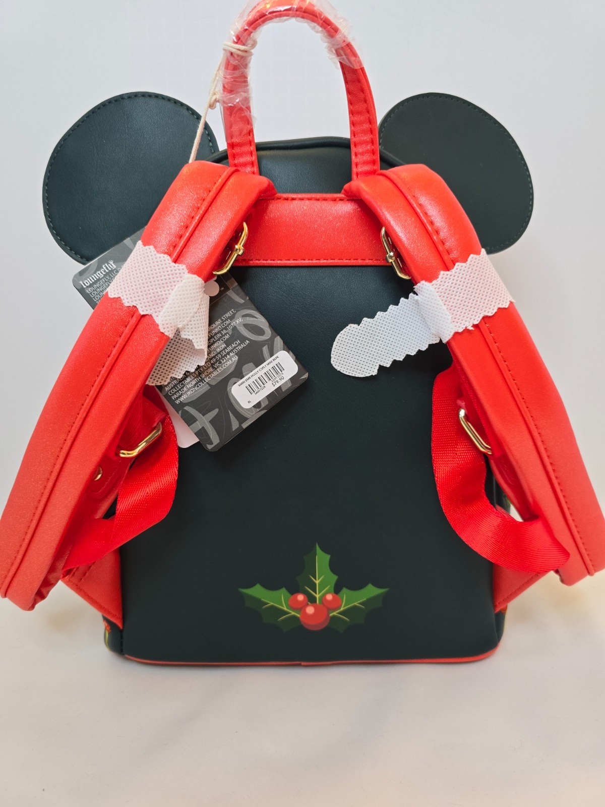 Loungefly Disney Minnie Mouse Holiday Holly Ears Mini Backpack- Mistletoe