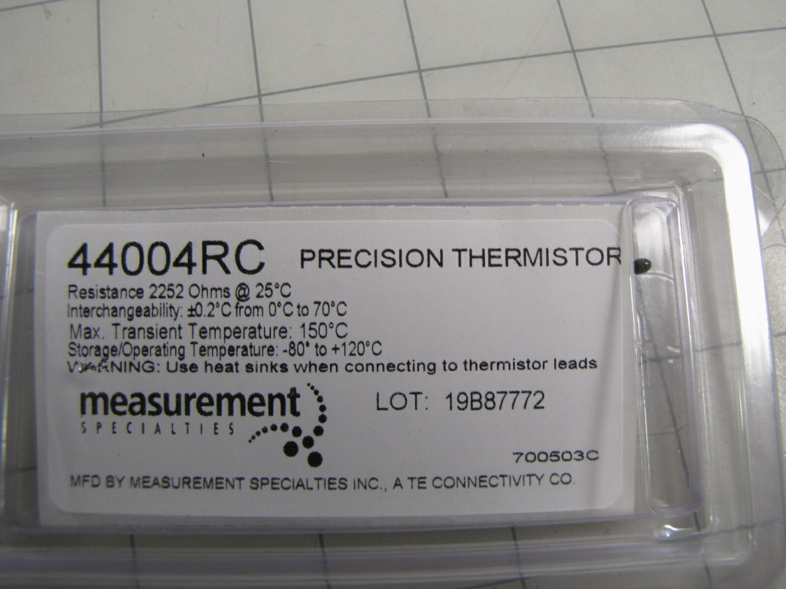 Measurement Specialties 44004RC Precision Thermistor 2252 Ohms at 25° C NEW