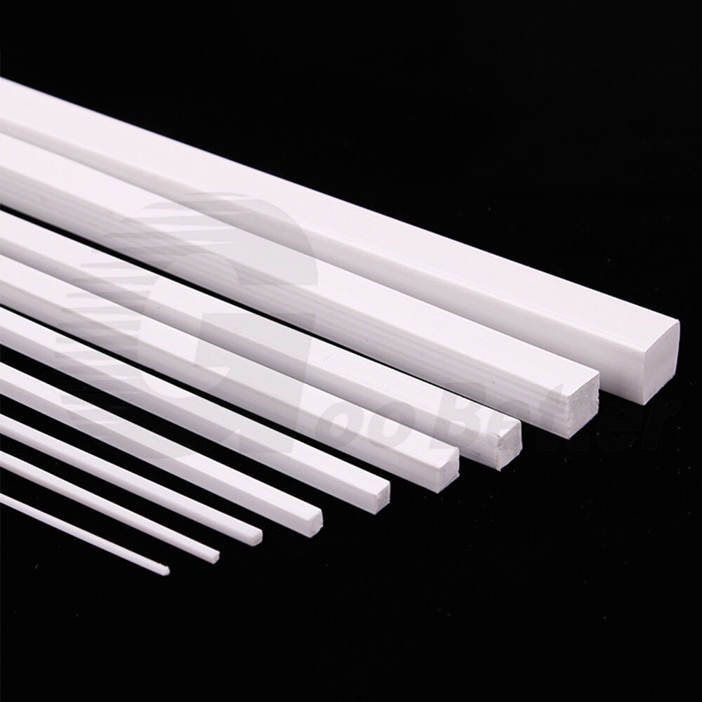 White Solid ABS Plastic Square Rod Bar Strips Modelling Craft Material DIY 250mm