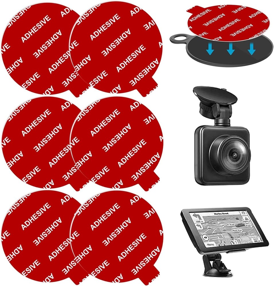 6pcs Double-Sided Adhesive Pads for Windshield Camera Mounts - Strong & Durable