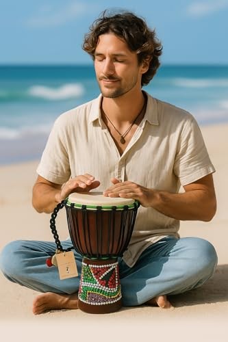 Djembe Drum – African Bongo Congo Style Drum – 12" High Solid 12" High Painted
