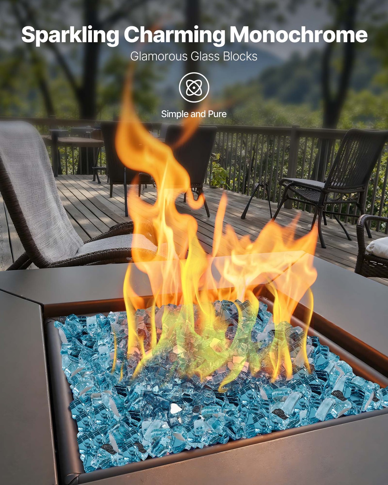 VEVOR 10 LBS Fire Glass 1/2-Inch Fireplace Glass Rocks for Fire Pit Table