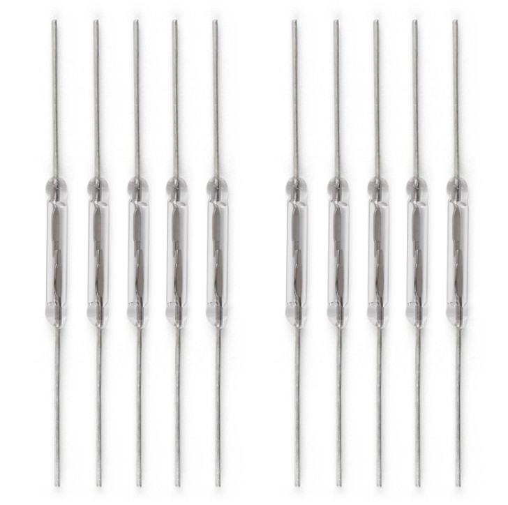 100pcs 10W Reed Switch Glass NO Low Voltage Current 2*14mm Normal Open