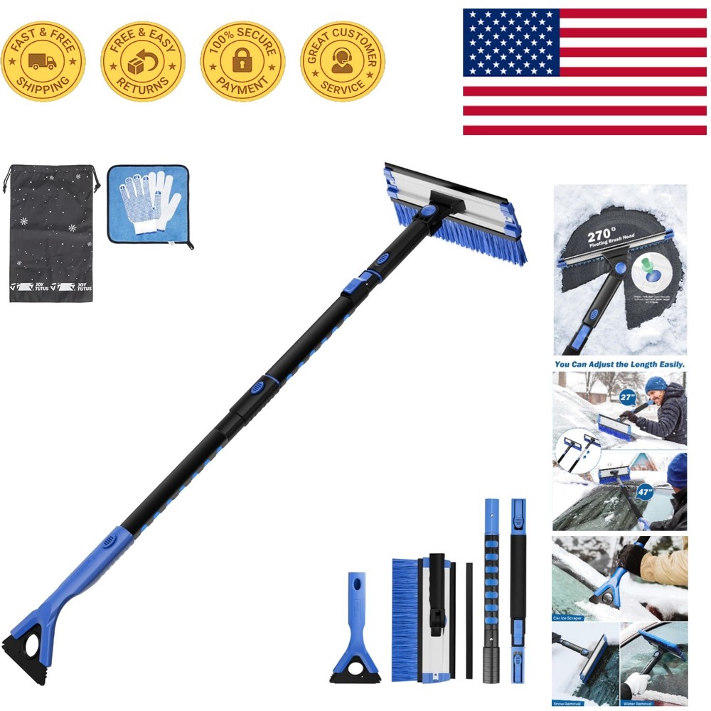 Multi-Function 47.7" Snow Brush & Ice Scraper with Foam Grip for Easy Handling
