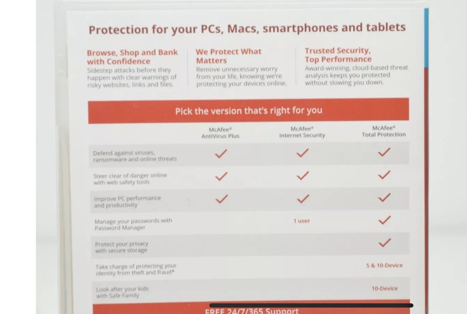 McAfee Internet Security 3 Device Antivirus Software 1 Year Free Shipping No Cd