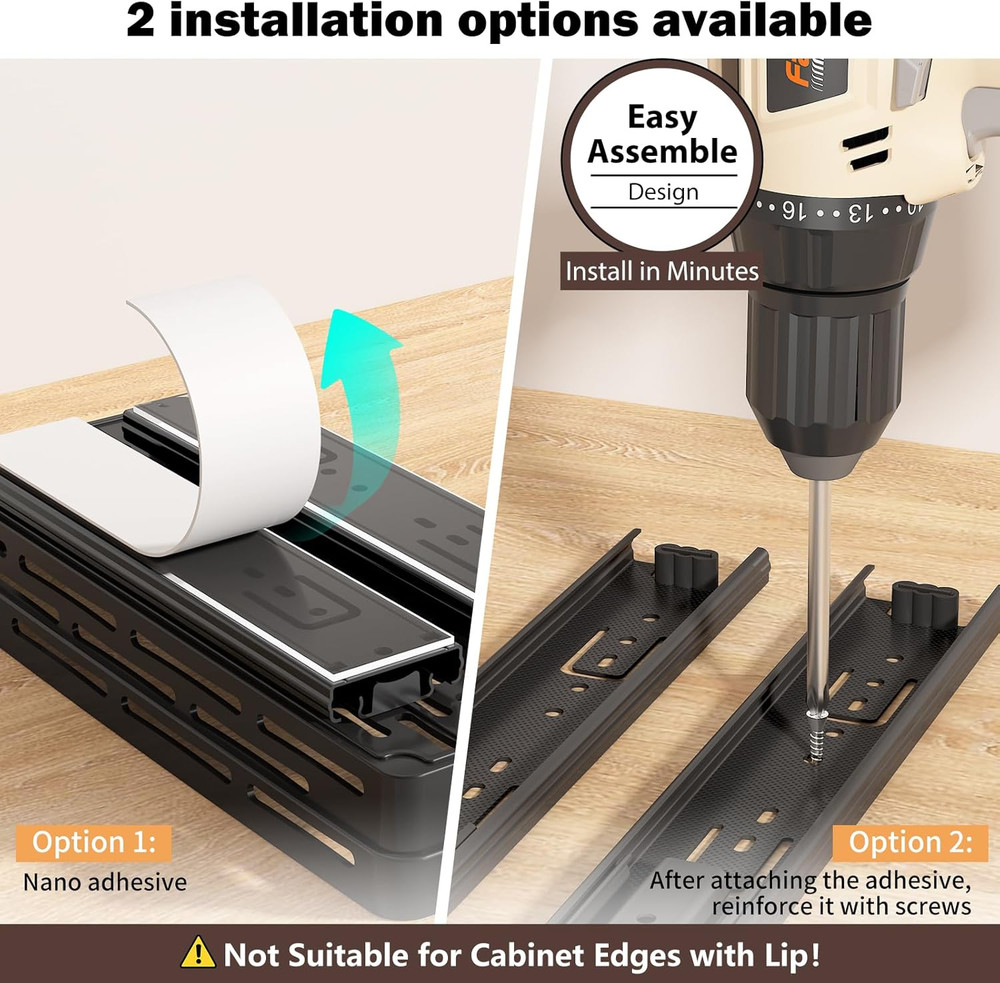 2 Pack Pull Out Spice Rack Organizer for Cabinet, Slide Out Spice Racks Organize
