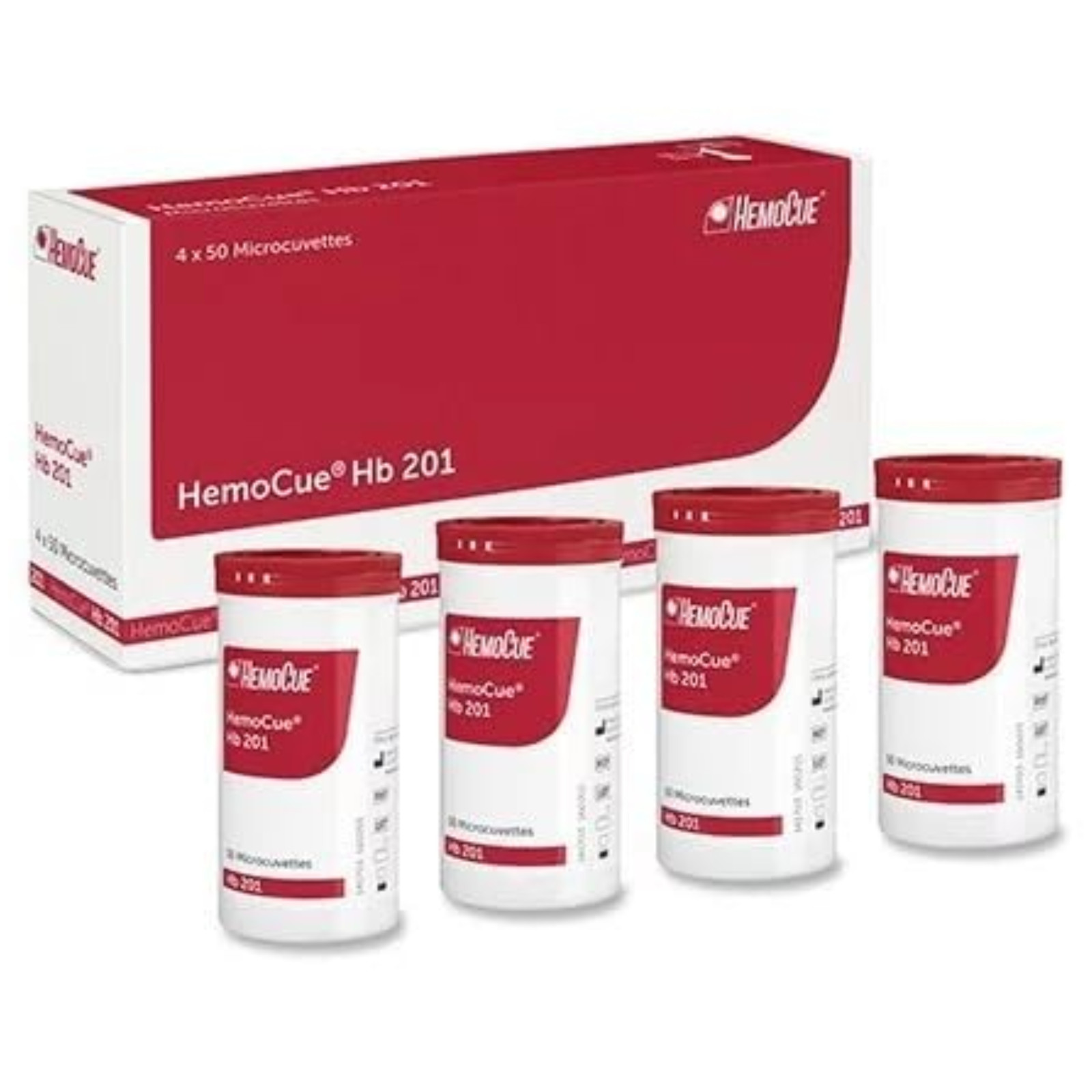 4 Bottles HemoCue Hemoglobin Hb 201 Microcuvettes - 200 Total Tests - Fresh Stoc