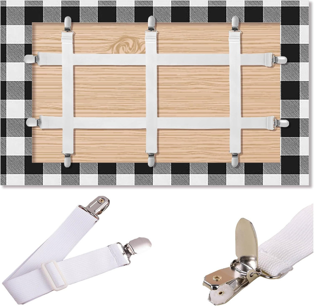 Table Cloth Holder Clips Hidden Strap 5 Pack, Adjustable Elasticity Picnic Table