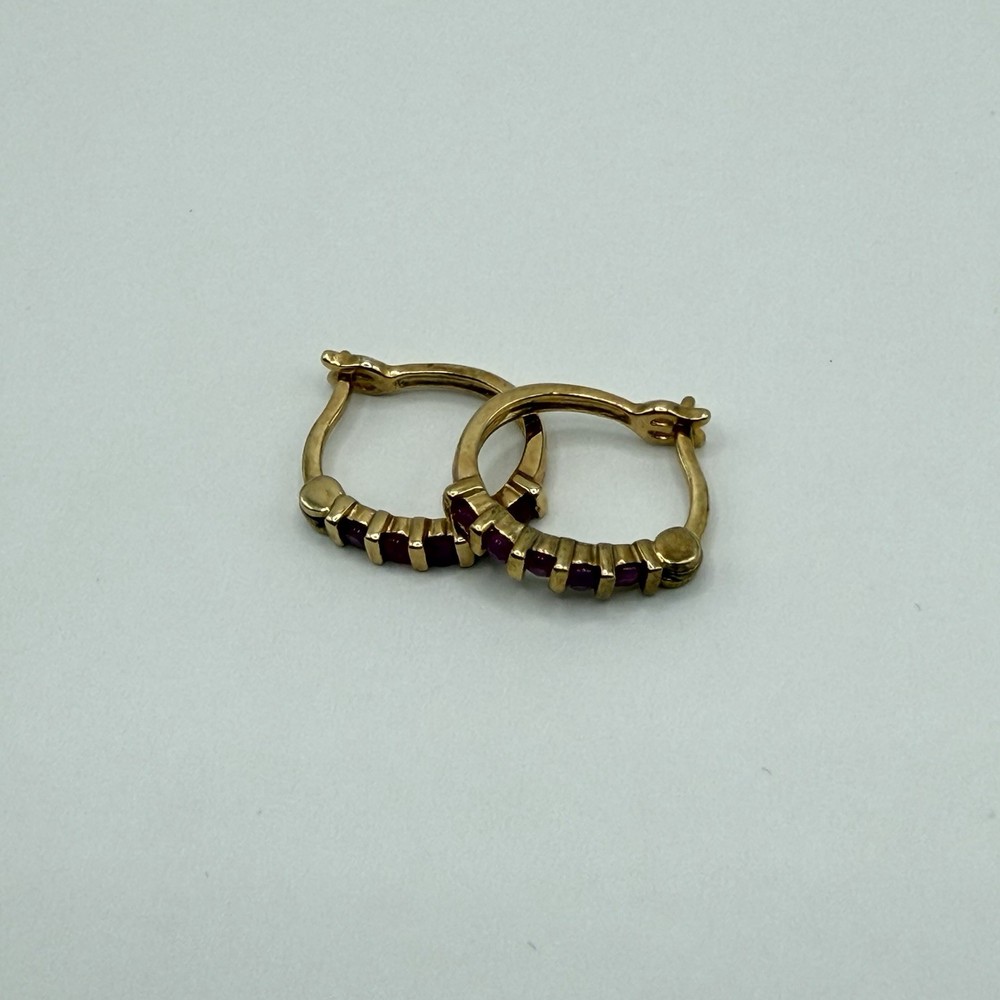 925 Sterling Silver Ruby Earrings Marked Saddleback Closure Vintage Pair